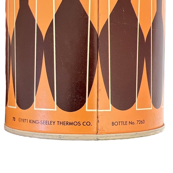 MCM 1971 Metal Thermos Pint Size Orange and Brown Without Cap - Picture 8 of 8